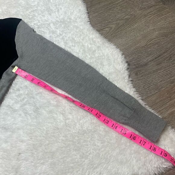 J Crew Cardigan Sweater Velvet Black Grey Size Small Button Vneck - Picture 9 of 10